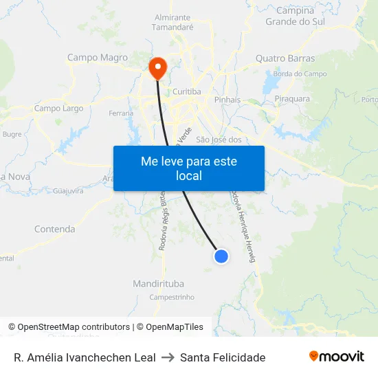 R. Amélia Ivanchechen Leal to Santa Felicidade map
