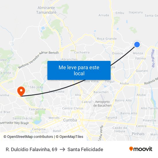 R. Dulcídio Falavinha, 69 to Santa Felicidade map