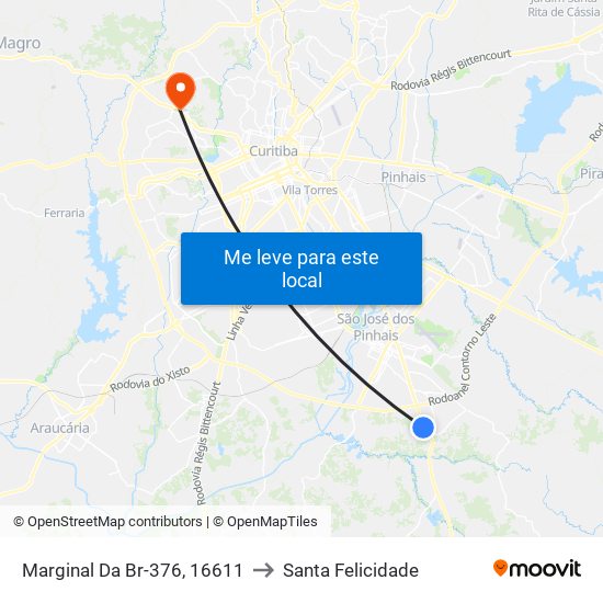 Marginal Da Br-376, 16611 to Santa Felicidade map