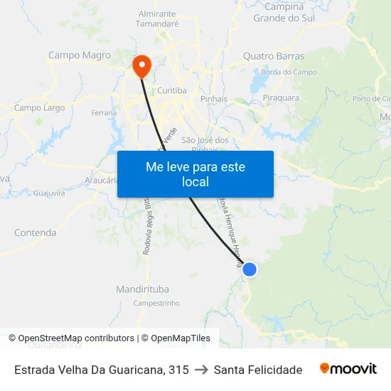 Estrada Velha Da Guaricana, 315 to Santa Felicidade map