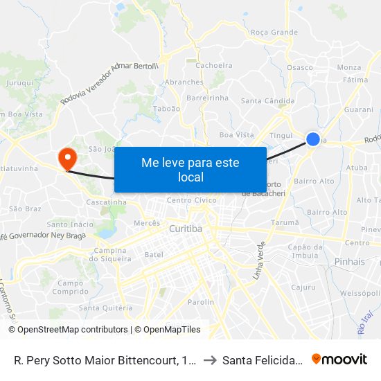 R. Pery Sotto Maior Bittencourt, 105 to Santa Felicidade map