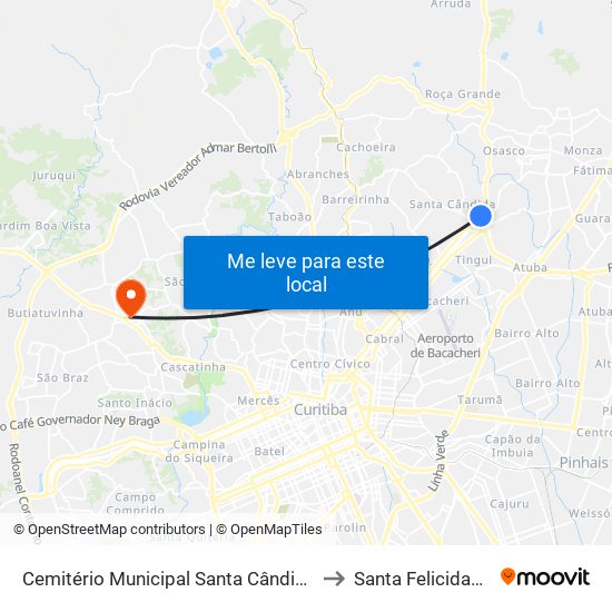 Cemitério Municipal Santa Cândida to Santa Felicidade map
