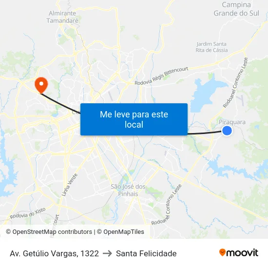 Av. Getúlio Vargas, 1322 to Santa Felicidade map