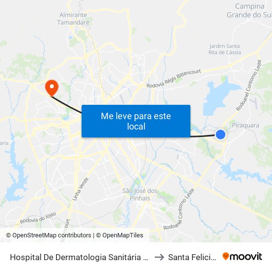 Hospital De Dermatologia Sanitária Do Paraná to Santa Felicidade map