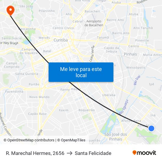R. Marechal Hermes, 2656 to Santa Felicidade map