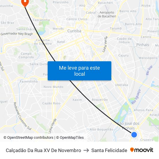 Calçadão Da Rua XV De Novembro to Santa Felicidade map