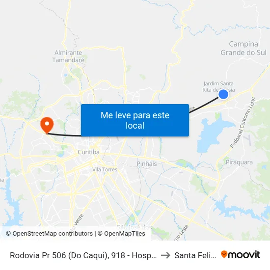 Rodovia Pr 506 (Do Caqui), 918 - Hospital Angelina Caron to Santa Felicidade map