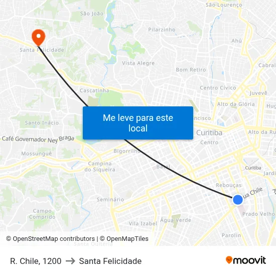 R. Chile, 1200 to Santa Felicidade map