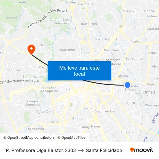 R. Professora Olga Balster, 2303 to Santa Felicidade map