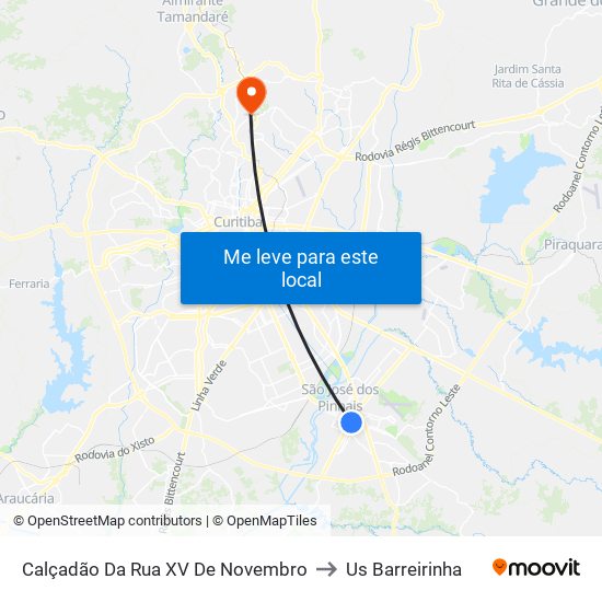 Calçadão Da Rua XV De Novembro to Us Barreirinha map