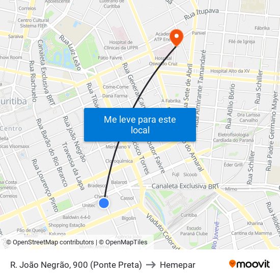 R. João Negrão, 900 (Ponte Preta) to Hemepar map