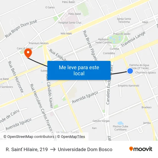 R. Sainť Hilaire, 219 to Universidade Dom Bosco map