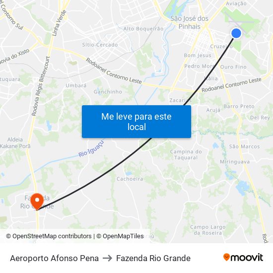 Aeroporto Afonso Pena to Fazenda Rio Grande map