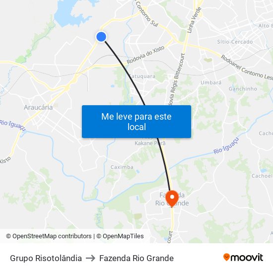 Grupo Risotolândia to Fazenda Rio Grande map
