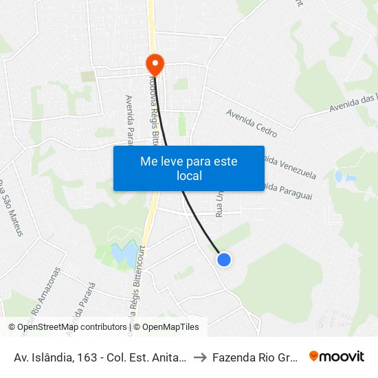 Av. Islândia, 163 - Col. Est. Anita Canet to Fazenda Rio Grande map