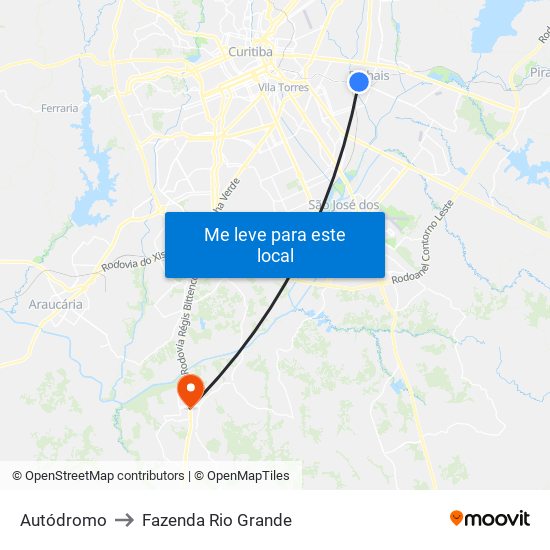 Autódromo to Fazenda Rio Grande map