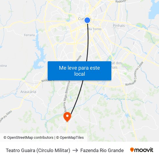 Teatro Guaíra (Círculo Militar) to Fazenda Rio Grande map