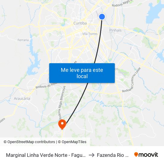 Marginal Linha Verde Norte - Fagundes Varela to Fazenda Rio Grande map