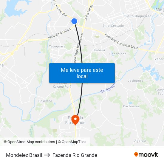Mondelez Brasil to Fazenda Rio Grande map