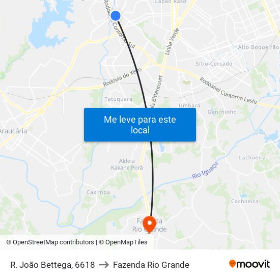 R. João Bettega, 6618 to Fazenda Rio Grande map