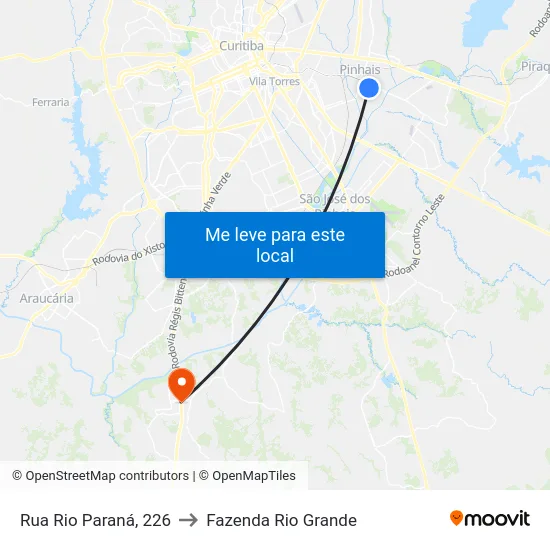 Rua Rio Paraná, 226 to Fazenda Rio Grande map