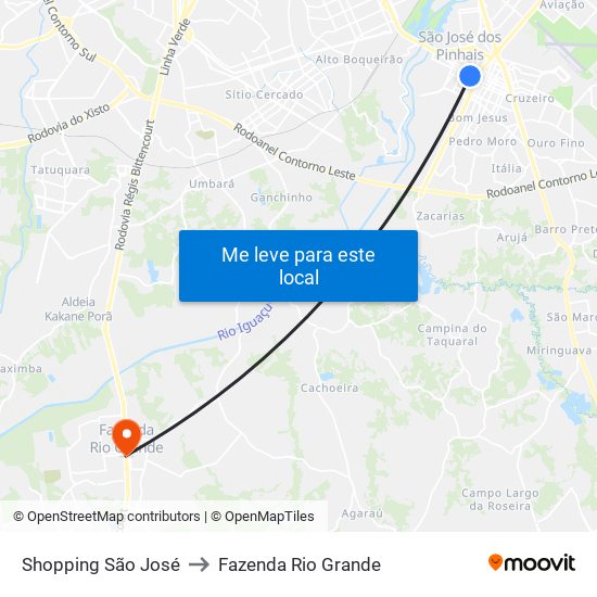 Shopping São José to Fazenda Rio Grande map