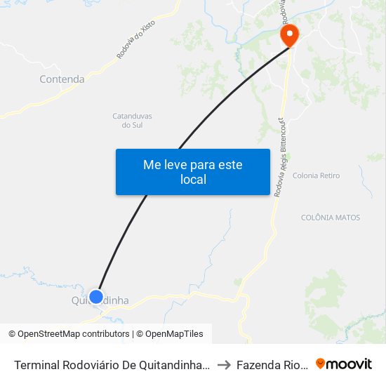Terminal Rodoviário De Quitandinha (José Steff Filho) to Fazenda Rio Grande map