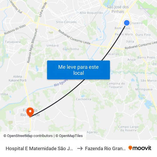 Hospital E Maternidade São José to Fazenda Rio Grande map