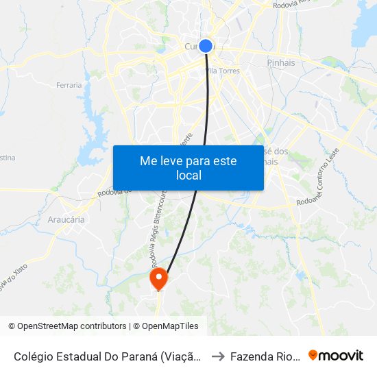Colégio Estadual Do Paraná (Viação Castelo Branco) to Fazenda Rio Grande map
