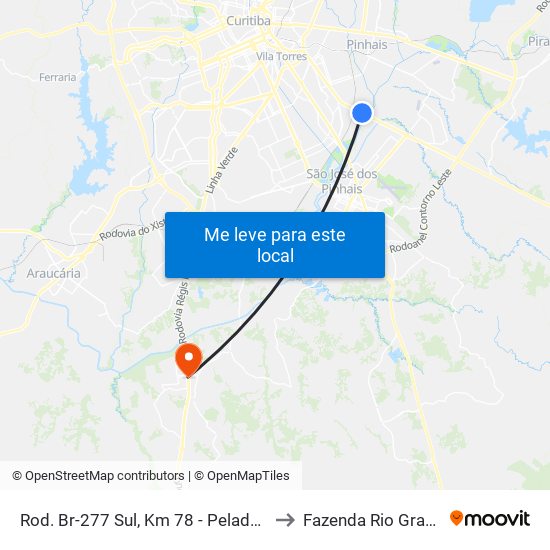 Rod. Br-277 Sul, Km 78 - Peladeiros to Fazenda Rio Grande map