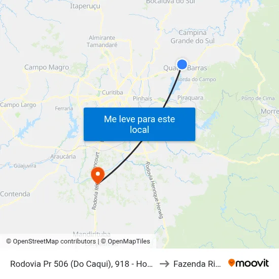 Rodovia Pr 506 (Do Caqui), 918 - Hospital Angelina Caron to Fazenda Rio Grande map