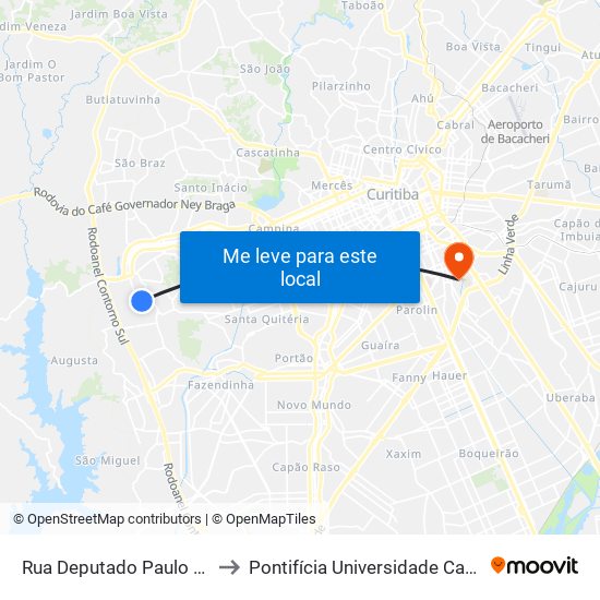 Rua Deputado Paulo Wright, Us Augusta to Pontifícia Universidade Católica Do Paraná Pucpr map