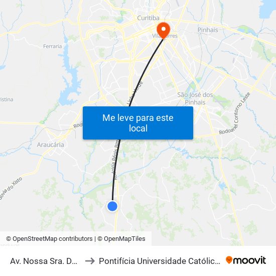 Av. Nossa Sra. Da Conceição to Pontifícia Universidade Católica Do Paraná Pucpr map