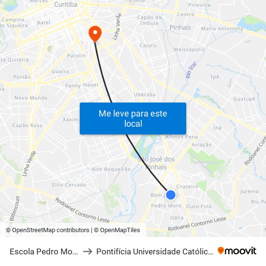 Escola Pedro Moro Redeschi to Pontifícia Universidade Católica Do Paraná Pucpr map