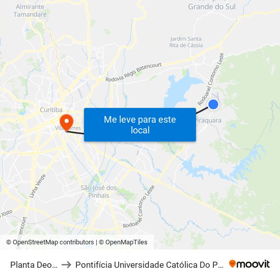 Planta Deodoro to Pontifícia Universidade Católica Do Paraná Pucpr map