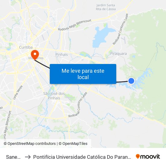 Sanepar to Pontifícia Universidade Católica Do Paraná Pucpr map