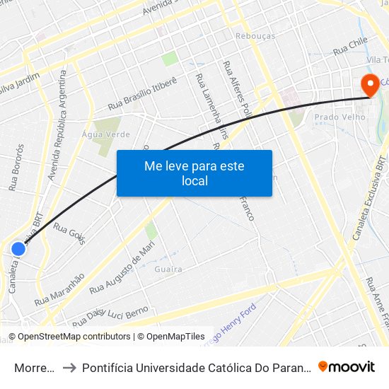 Morretes to Pontifícia Universidade Católica Do Paraná Pucpr map