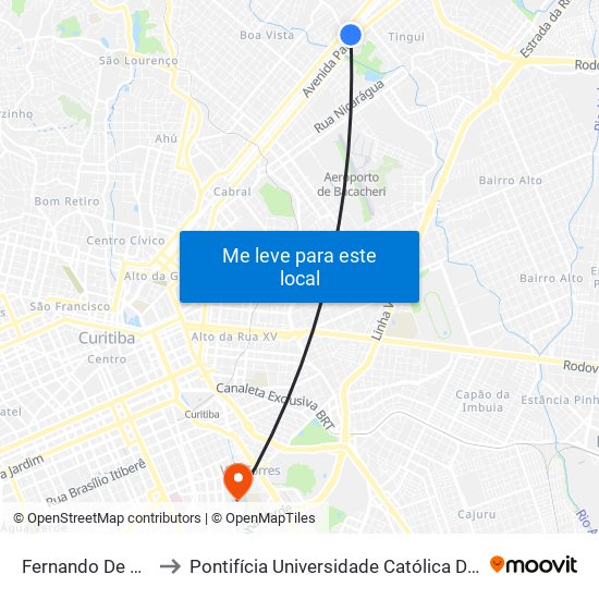 Fernando De Noronha to Pontifícia Universidade Católica Do Paraná Pucpr map