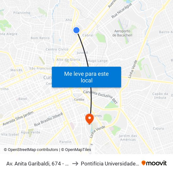 Av. Anita Garibaldi, 674 - Centro Judiciário De Curitiba to Pontifícia Universidade Católica Do Paraná Pucpr map