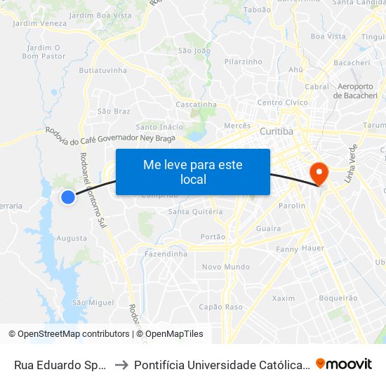 Rua Eduardo Sprada, 7135 to Pontifícia Universidade Católica Do Paraná Pucpr map