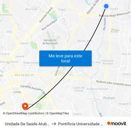 Unidade De Saúde Atuba (R. Roger Bacon, 740) to Pontifícia Universidade Católica Do Paraná Pucpr map