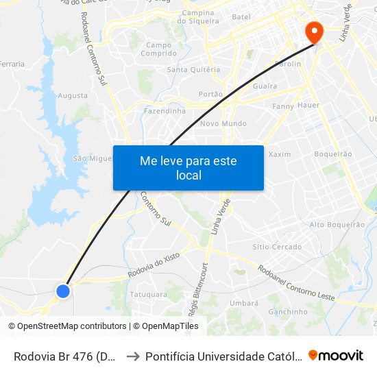Rodovia Br 476 (Do Xisto), 11995 to Pontifícia Universidade Católica Do Paraná Pucpr map