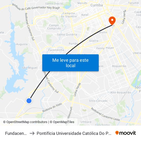 Fundacen / Cti to Pontifícia Universidade Católica Do Paraná Pucpr map