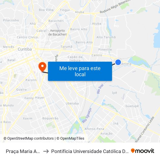 Praça Maria Antonieta to Pontifícia Universidade Católica Do Paraná Pucpr map