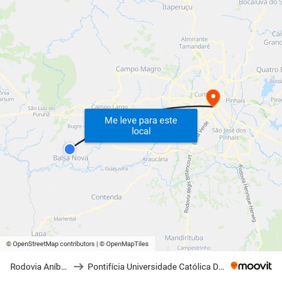 Rodovia Aníbal Khury to Pontifícia Universidade Católica Do Paraná Pucpr map