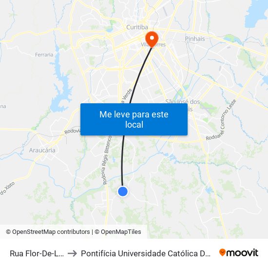 Rua Flor-De-Lis, 101 to Pontifícia Universidade Católica Do Paraná Pucpr map