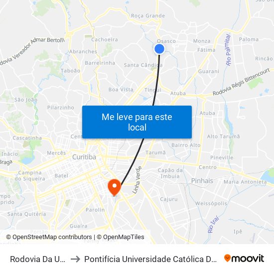 Rodovia Da Uva, 419 to Pontifícia Universidade Católica Do Paraná Pucpr map