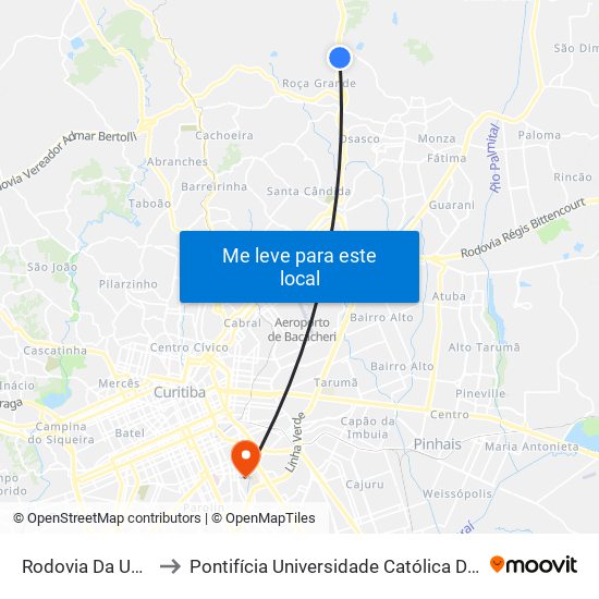 Rodovia Da Uva, 3884 to Pontifícia Universidade Católica Do Paraná Pucpr map