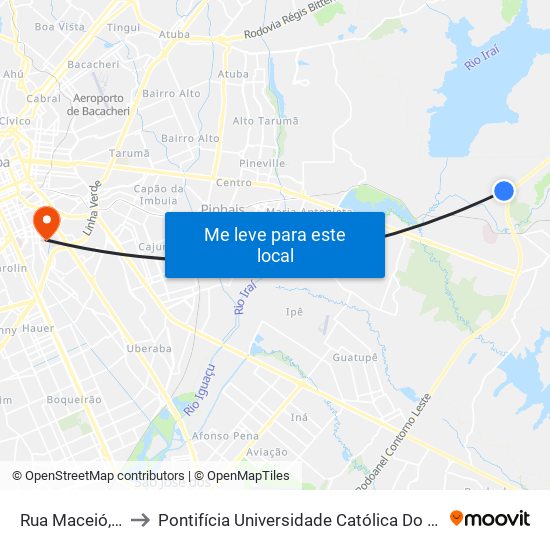 Rua Maceió, 1223 to Pontifícia Universidade Católica Do Paraná Pucpr map
