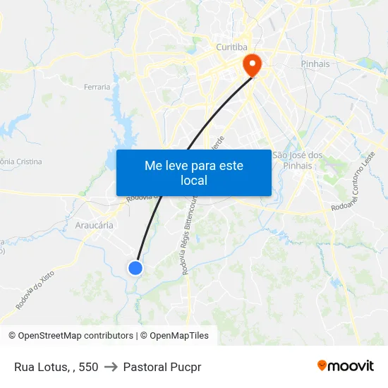 Rua Lotus, , 550 to Pastoral Pucpr map
